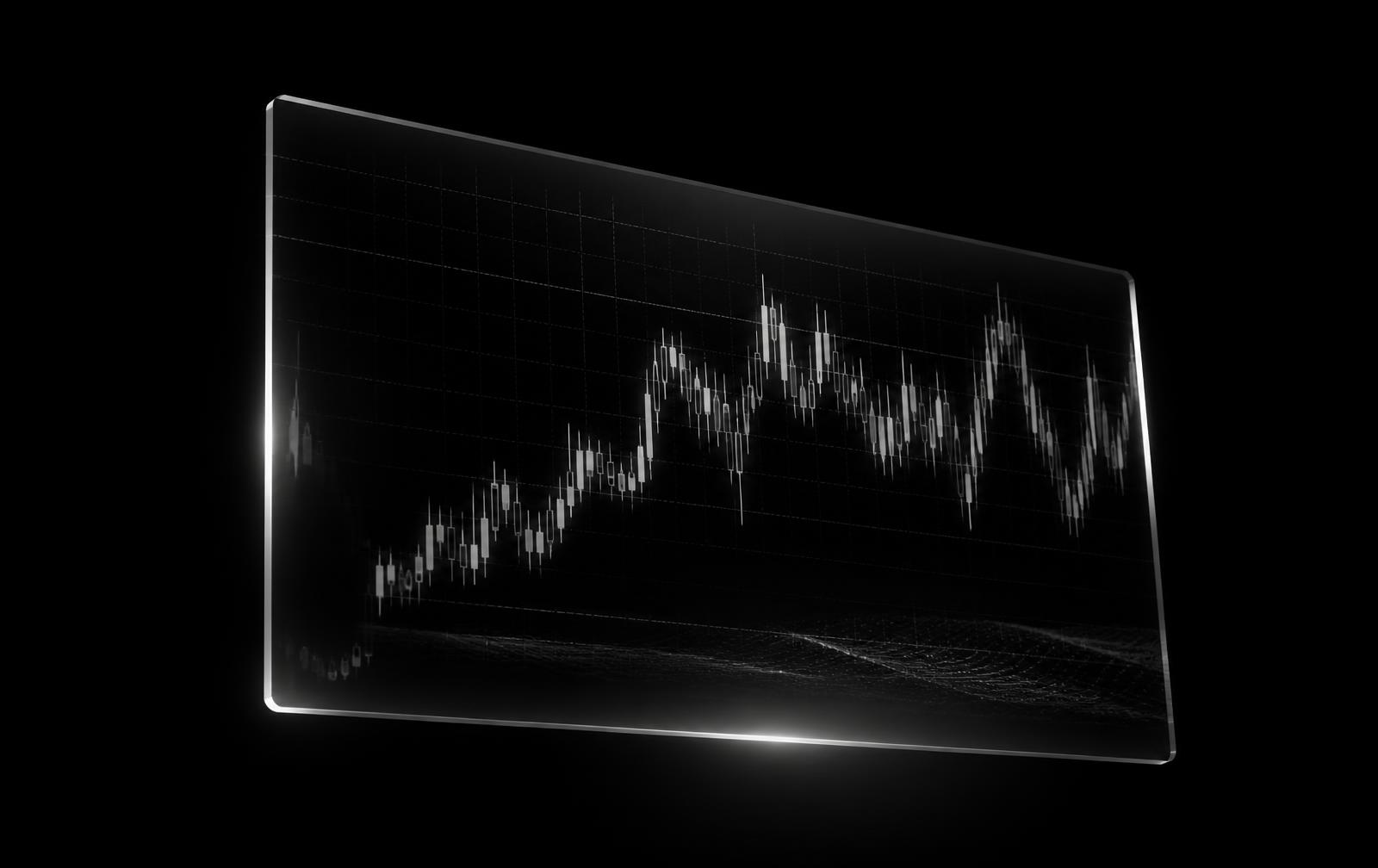Abstract monochrome trading terminal visual used in Fjord Markets platform research